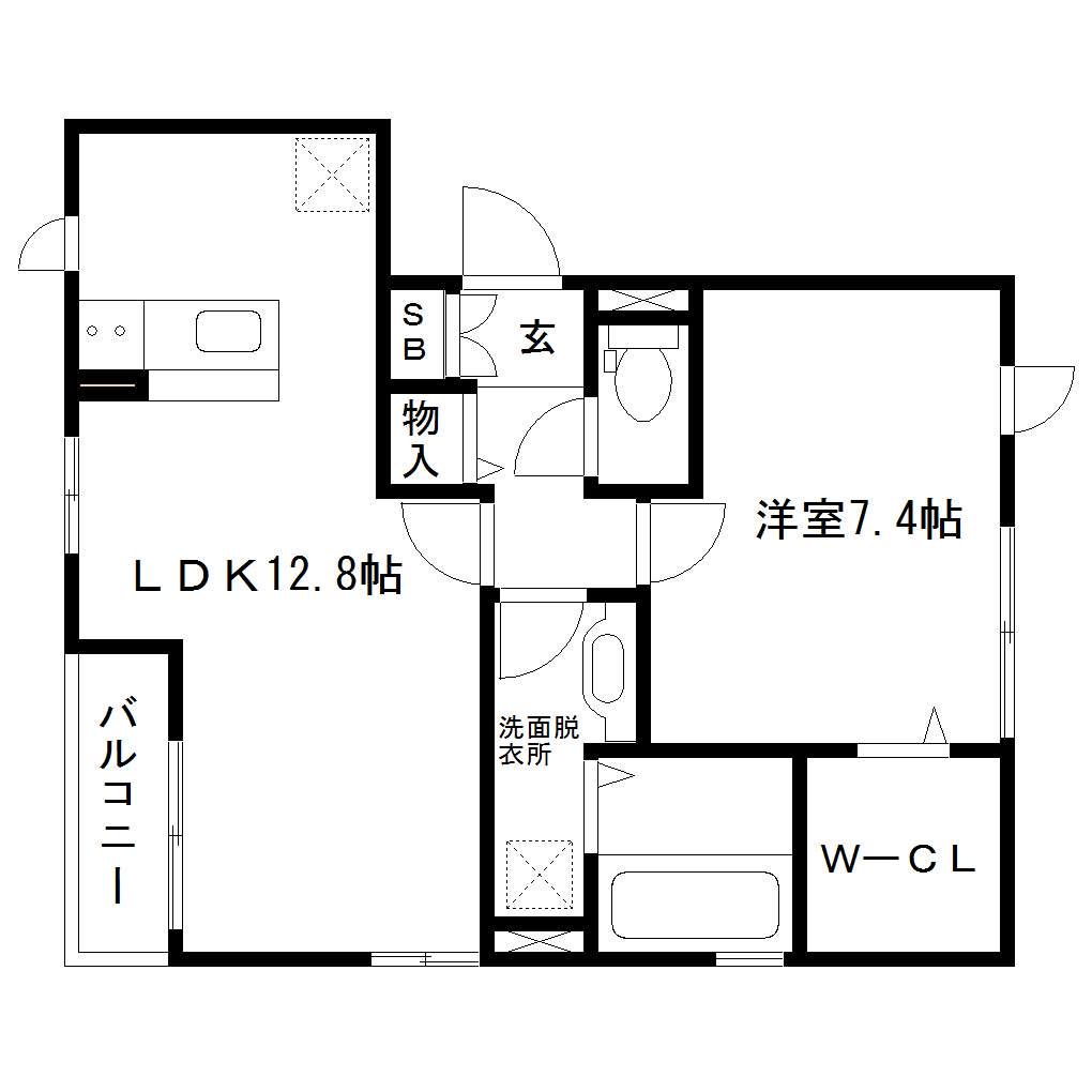 D-ROOM新寺(1LDK/2階)の間取り写真
