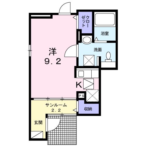 東北本線 名取駅 徒歩11分 2階建 築8年(ワンルーム/1階)の間取り写真