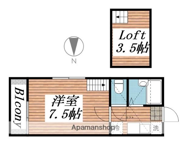 ハイツピアV(1K/2階)の間取り写真