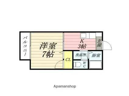 パステルオジマ5号館(1K/2階)の間取り写真