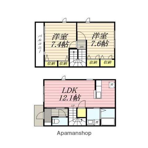 ノエル若林Ａ棟(2LDK)の間取り写真