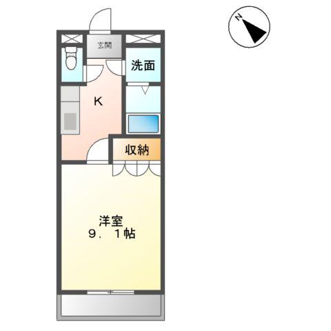 ビューパートK(1K/1階)の間取り写真