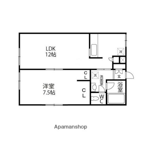 フォーチュンヒルズⅠ(1LDK/1階)の間取り写真