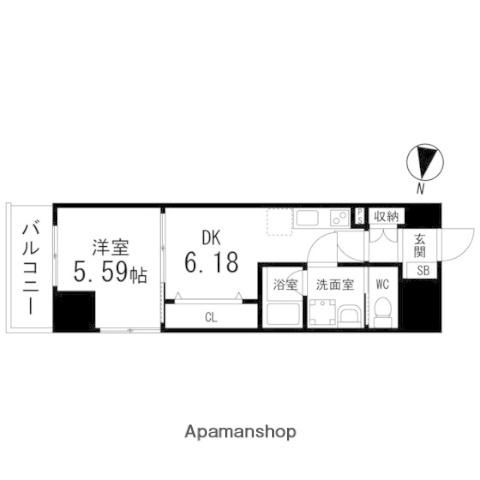 アスコット苦竹駅前(1DK/5階)の間取り写真