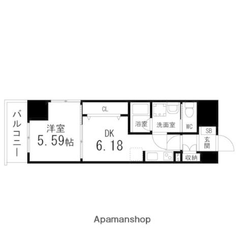 アスコット苦竹駅前(1DK/4階)の間取り写真
