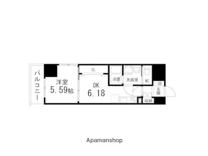 アスコット苦竹駅前(1DK/6階)の間取り写真