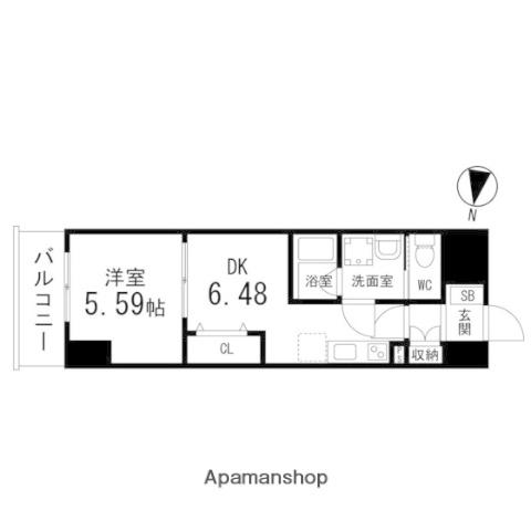 アスコット苦竹駅前(1DK/4階)の間取り写真