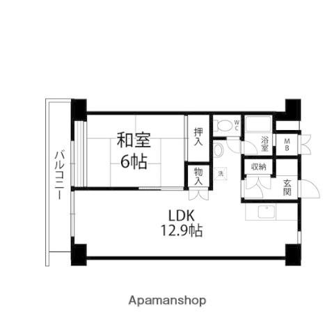 仙台宮城野団地3号棟(1LDK/7階)の間取り写真