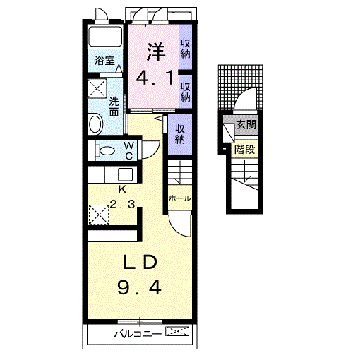 カーサ・エスペランサ(1LDK/2階)の間取り写真