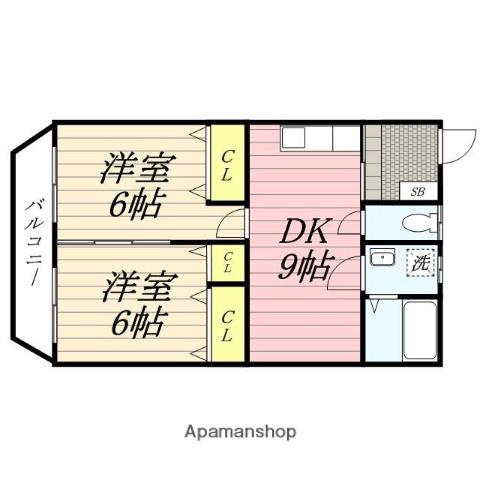 第二及川コーポ(2DK/1階)の間取り写真