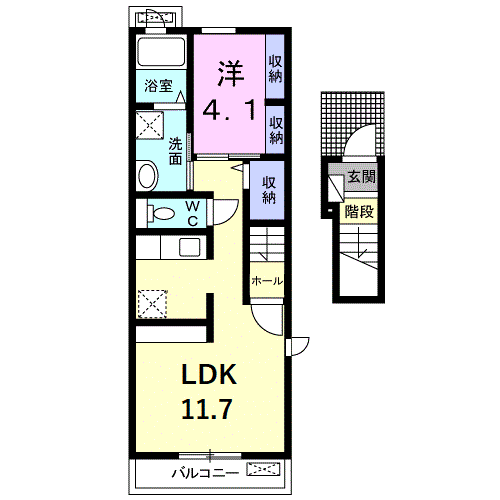 サンライトヒルズⅢ(1LDK/2階)の間取り写真