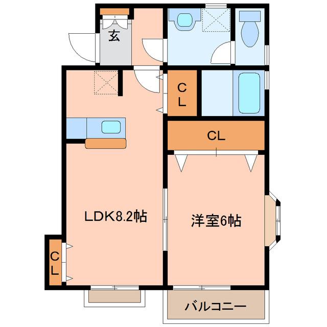 レーヴ落合参番館(1LDK/2階)の間取り写真
