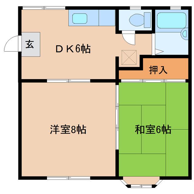 第二コーポラス南仙台(2DK/1階)の間取り写真