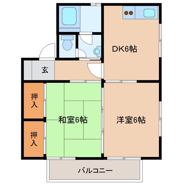 東光ハイツA(2DK/2階)の間取り写真