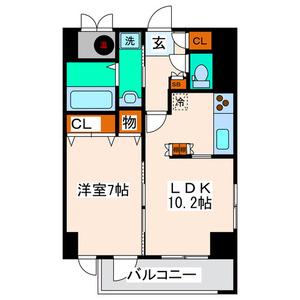 USビル(1LDK/3階)の間取り写真