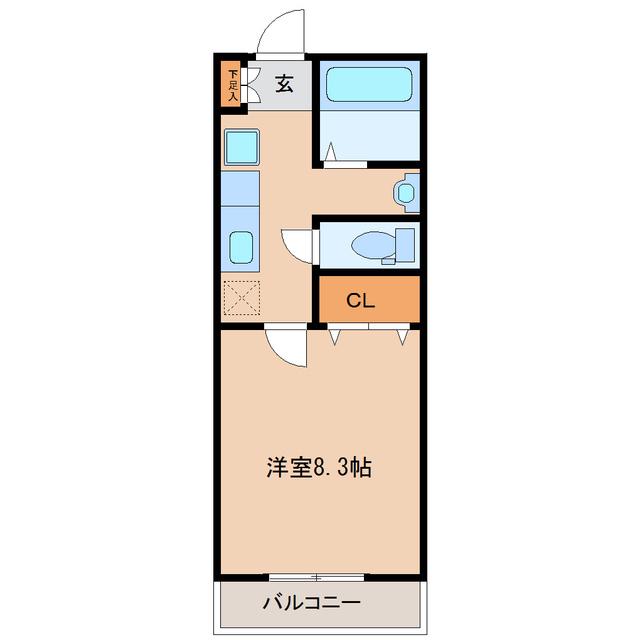 ベルパーク荒井Ⅲ番館(1K/2階)の間取り写真