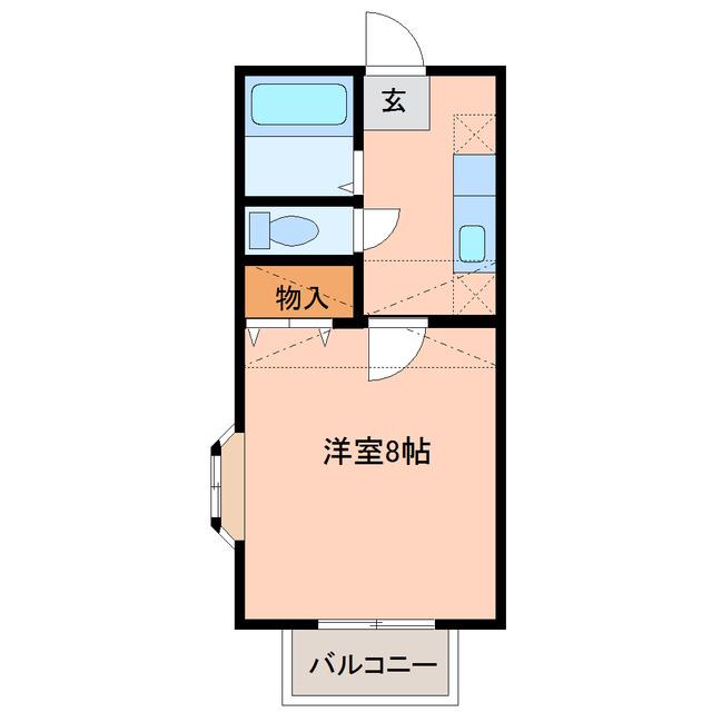 アヴァンセ富沢南壱番館(1K/2階)の間取り写真