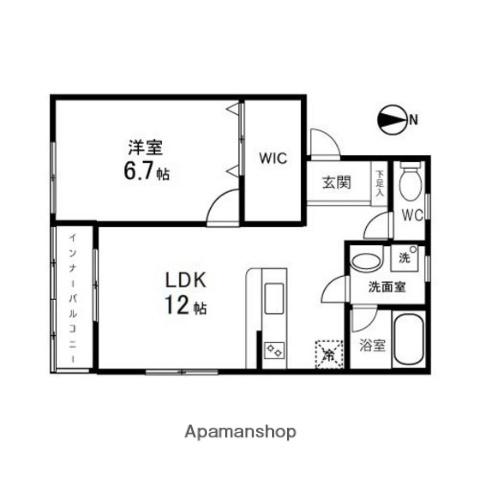 フローラル鶴ケ谷(1LDK/2階)の間取り写真