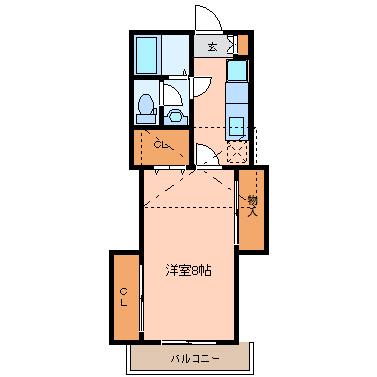 ルピシアS(1K/1階)の間取り写真