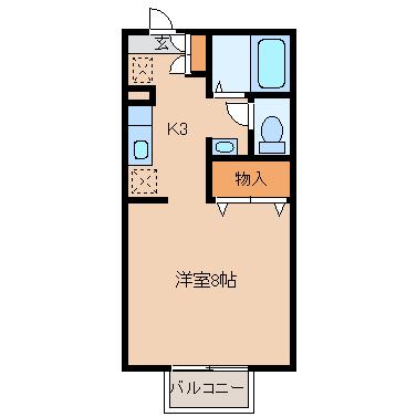 リジェールコート荒井Ⅱ(1K/1階)の間取り写真