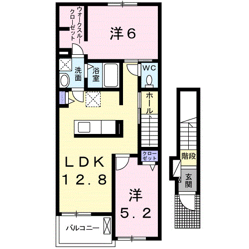 STAR IN 司Ⅱ(2LDK/2階)の間取り写真