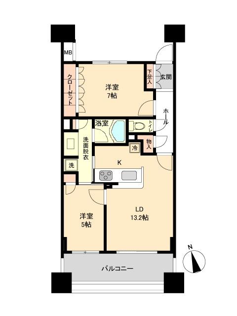 ドゥーエ仙台イースト(2LDK/11階)の間取り写真