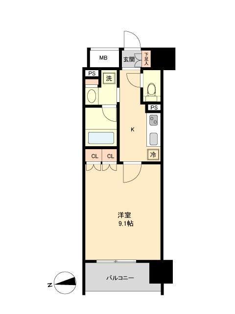 レジディア榴岡 ウエスト棟(1K/7階)の間取り写真