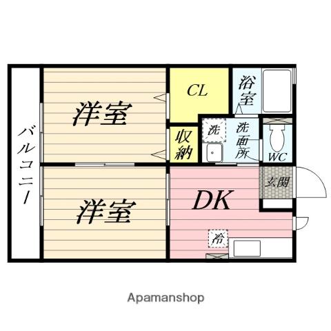 コーポスズキ中倉(2DK/2階)の間取り写真