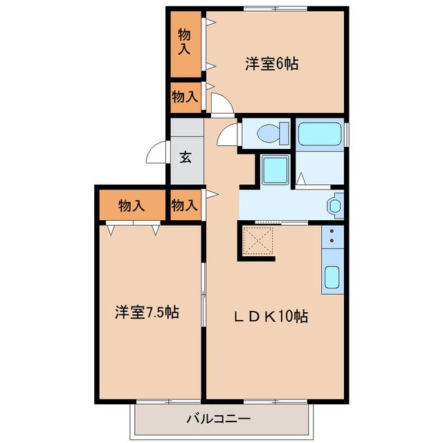 アスイズB(2LDK/1階)の間取り写真