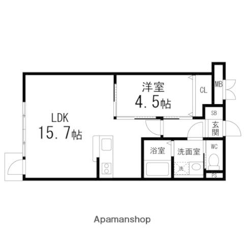 ARRIVARE仙台東(1LDK/1階)の間取り写真