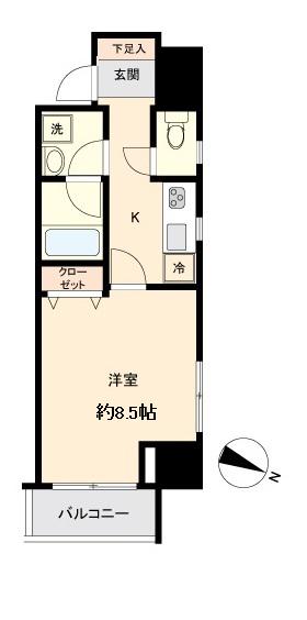 KDX定禅寺通レジデンス(1K/8階)の間取り写真