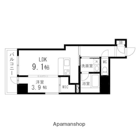 カーサヴェルデ新寺通(1LDK/8階)の間取り写真