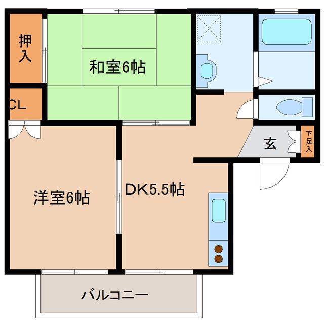 セジュールエスペランス(2DK/1階)の間取り写真