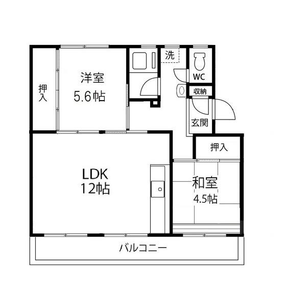 仙台沖野団地9号棟(2LDK/3階)の間取り写真