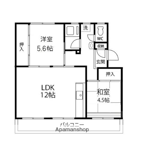 仙台沖野団地7号棟(2LDK/3階)の間取り写真