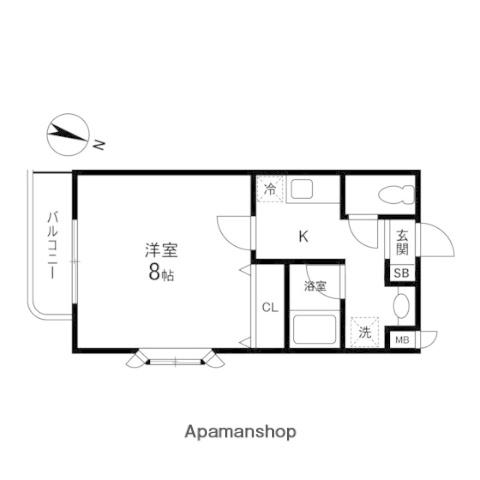 ヴィラ・ラレーヌ(1K/2階)の間取り写真