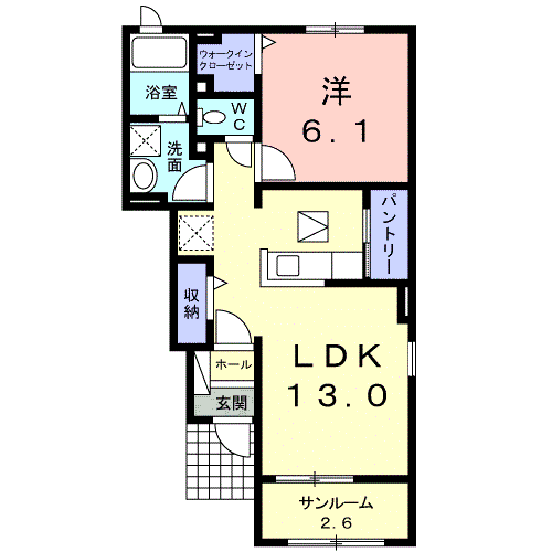 ベル シャトー Ⅱ(1LDK/1階)の間取り写真