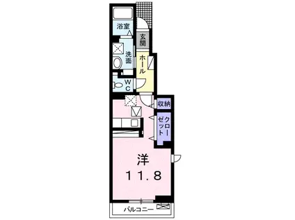 メゾン・ド・エクラⅡ(ワンルーム/1階)の間取り写真
