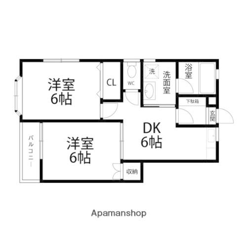 ヴィラ・フローラⅠ(2DK/1階)の間取り写真