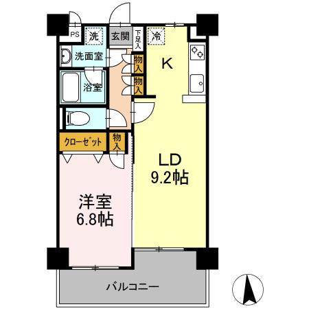 ガーデンハイツAIHARAⅢ(1LDK/2階)の間取り写真