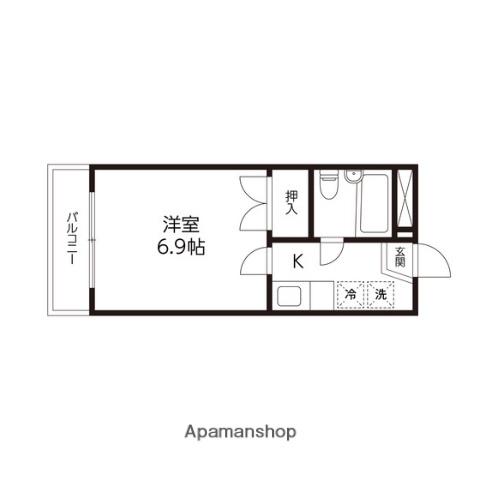 クレージェ原町(1K/2階)の間取り写真