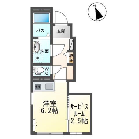 プランドールエス(ワンルーム/1階)の間取り写真