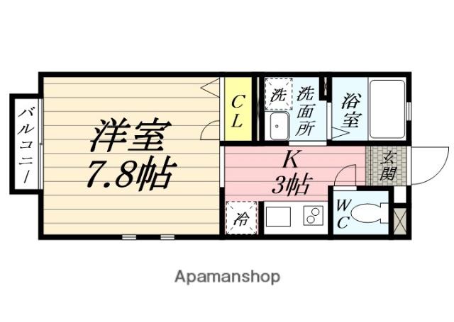 エアフォルク小松島(1K/1階)の間取り写真