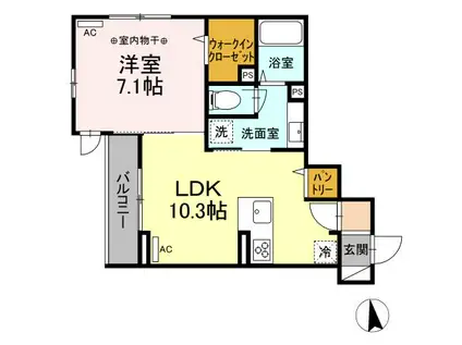 D-ROOM荒井(1LDK/3階)の間取り写真