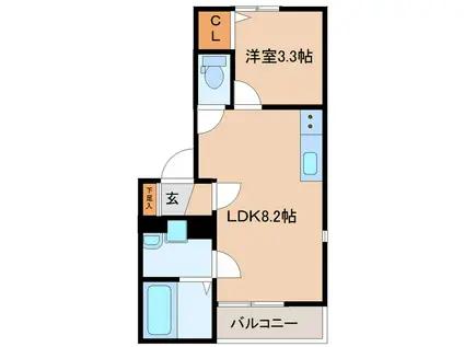 エコノ高松(1LDK/2階)の間取り写真