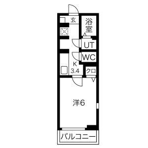 ルミナス平成(1K/2階)の間取り写真
