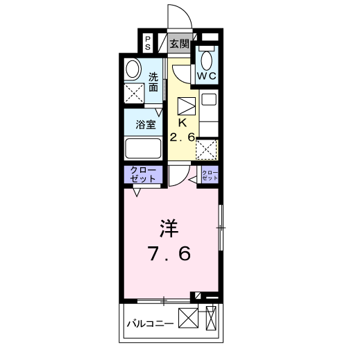 アリエッタ福室M(1K/1階)の間取り写真