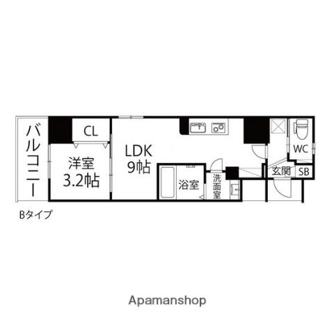 ルアーナ・エール・レジデンス卸町(1LDK/3階)の間取り写真