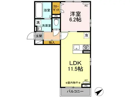 DーROOM新中道(1LDK/3階)の間取り写真