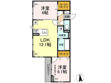 D-ROOM錦町二丁目(2LDK/3階)の間取り写真